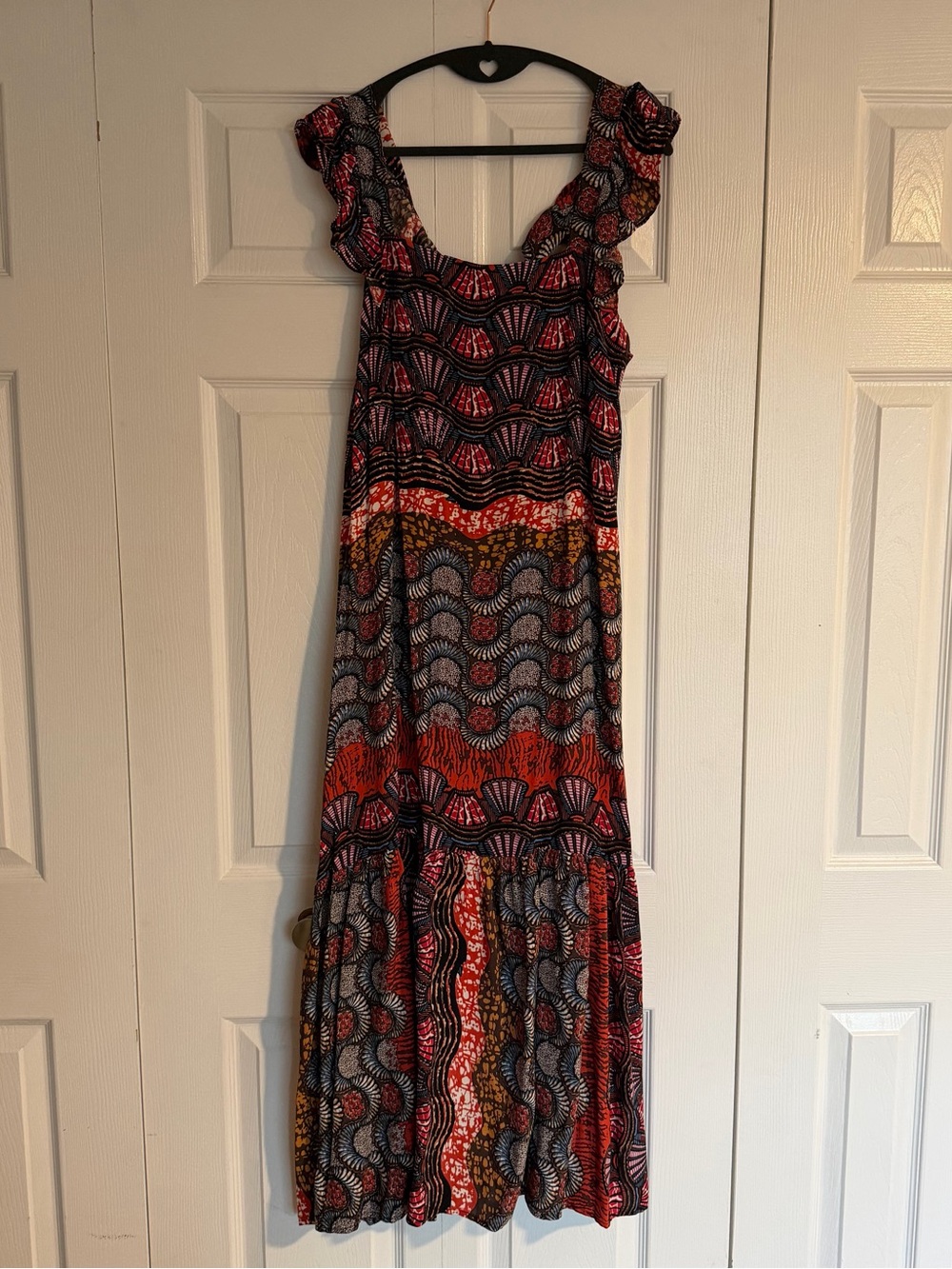 Corey Lynn Calter Sleeveless Tiered Maxi Dress in Red & Black